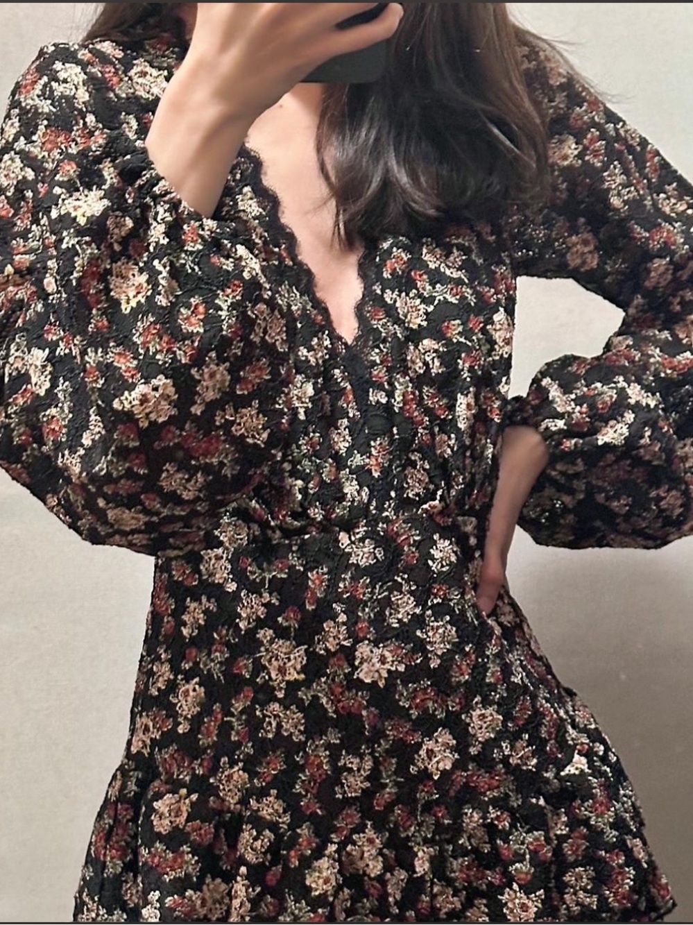 Lulus Undeniable Delight Black Floral Lace Ruffled Long Sleeve Romper - Size S
